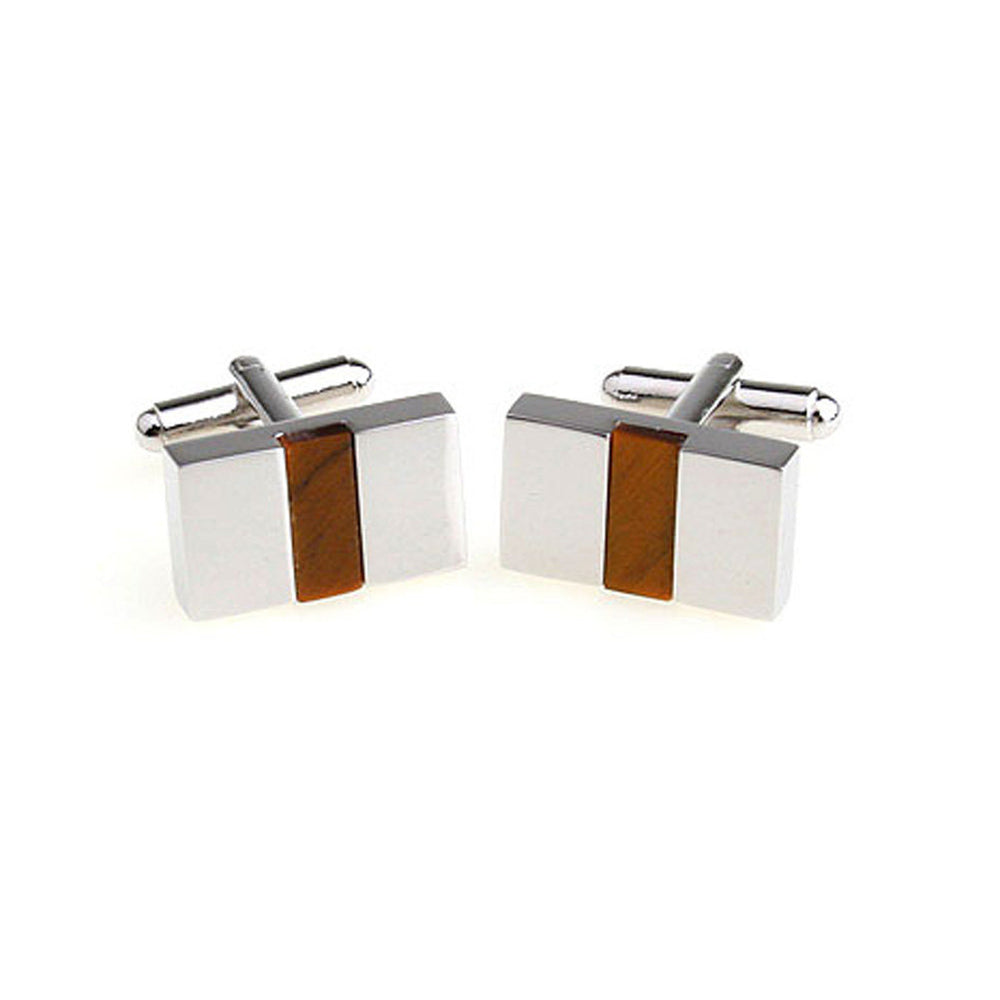 Silver Bands Wood Cufflinks Norwegian Wood Band Stripe Cuff Links Classic Design Mens Wear Wood inlay gifts for him Image 2