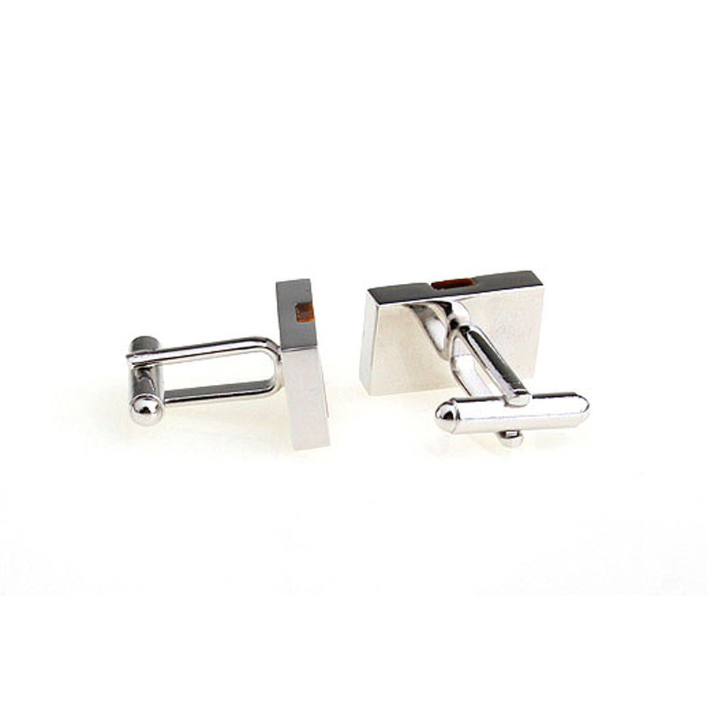 Silver Bands Wood Cufflinks Norwegian Wood Band Stripe Cuff Links Classic Design Mens Wear Wood inlay gifts for him Image 3
