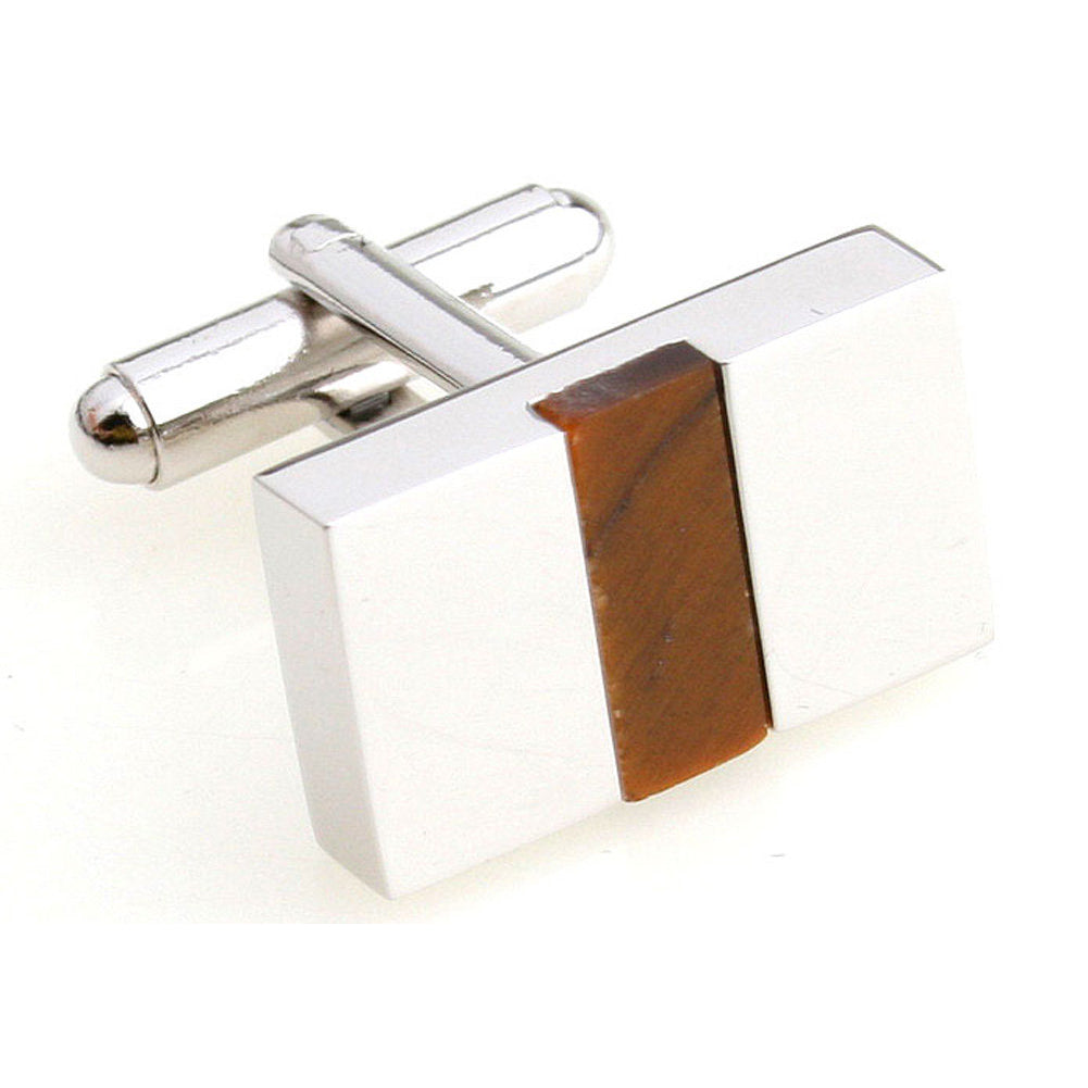 Silver Bands Wood Cufflinks Norwegian Wood Band Stripe Cuff Links Classic Design Mens Wear Wood inlay gifts for him Image 4