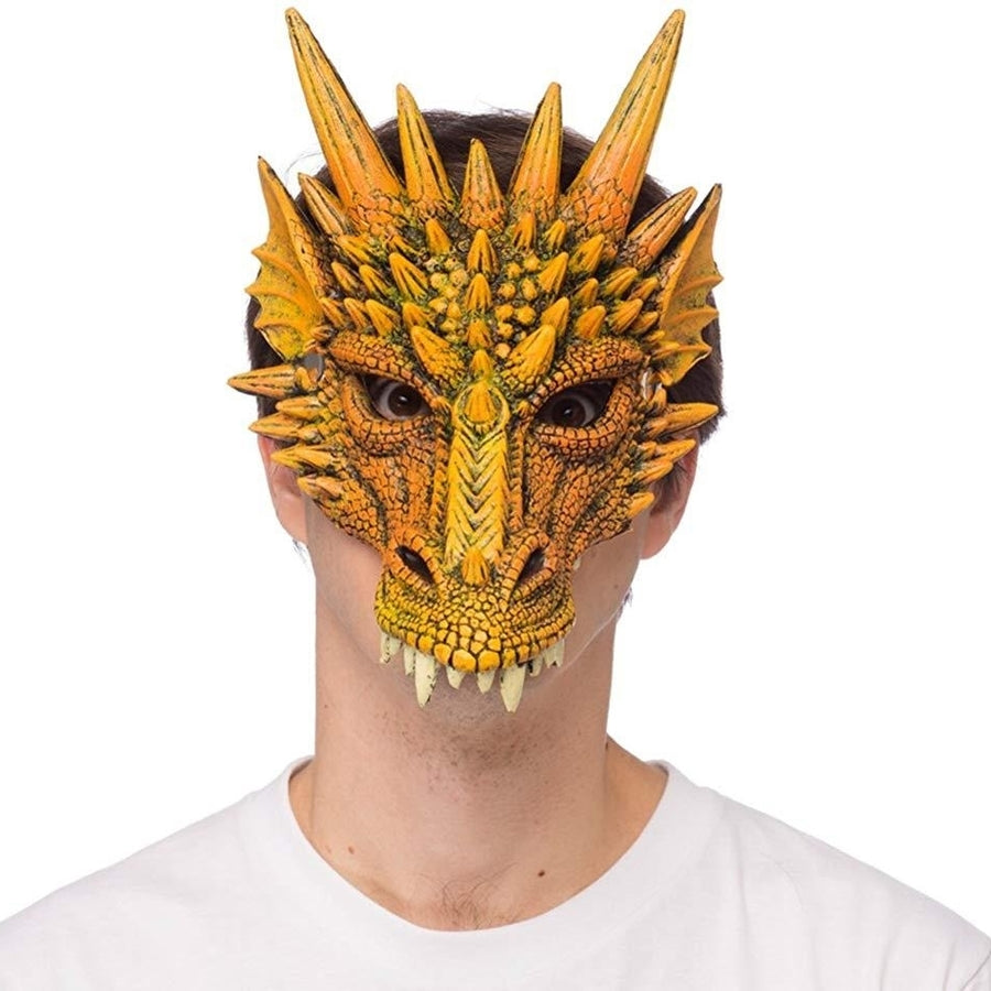 HMS Mythical Orange Dragon Mask Supersoft Adult Costume Accessory One Size Image 1