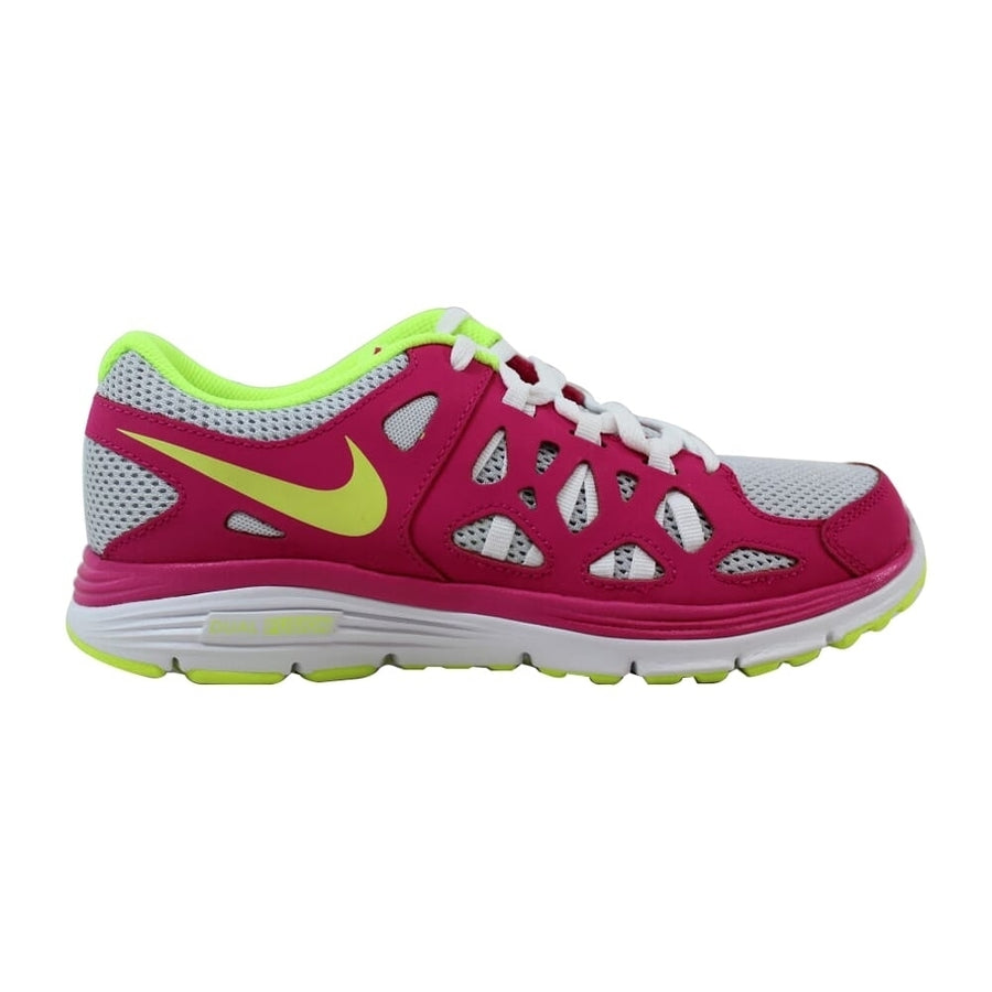 Nike Dual Fusion Run 2 Pure Platinum/Volt Ice-Vivid Pink 599793-005 Grade-School Image 1