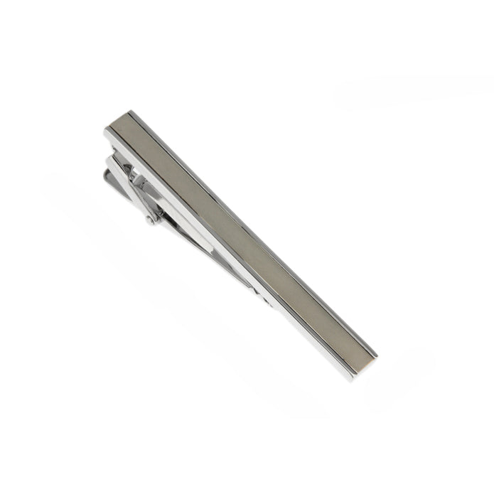 Silver White Channel Enamel Inlaid Classic Mens Tie Clip Tie Bar Silver Tone Very Cool Comes with Gift Box Image 1
