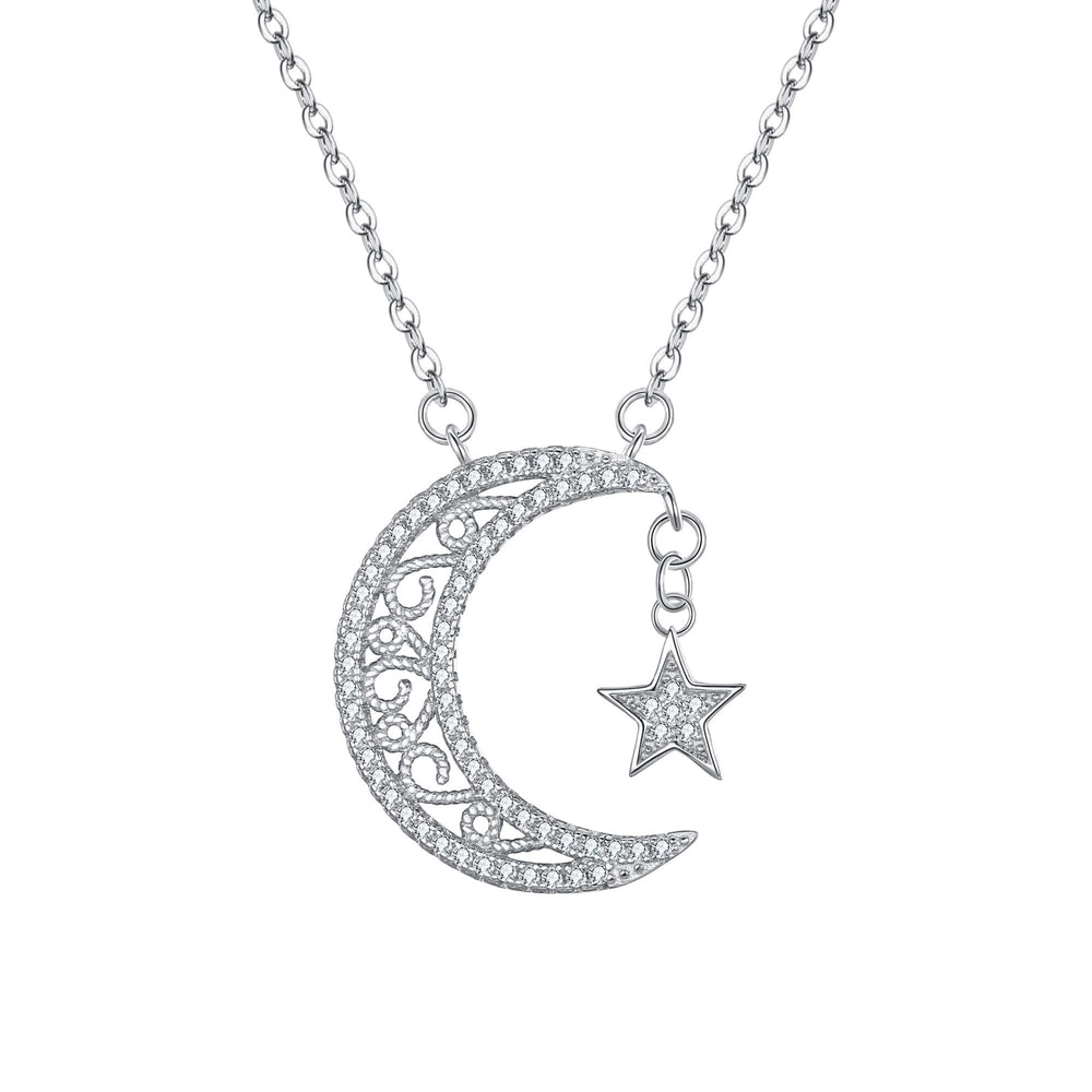Crescent Moon and Star Crystal Necklace With Swarovski Elements Image 2