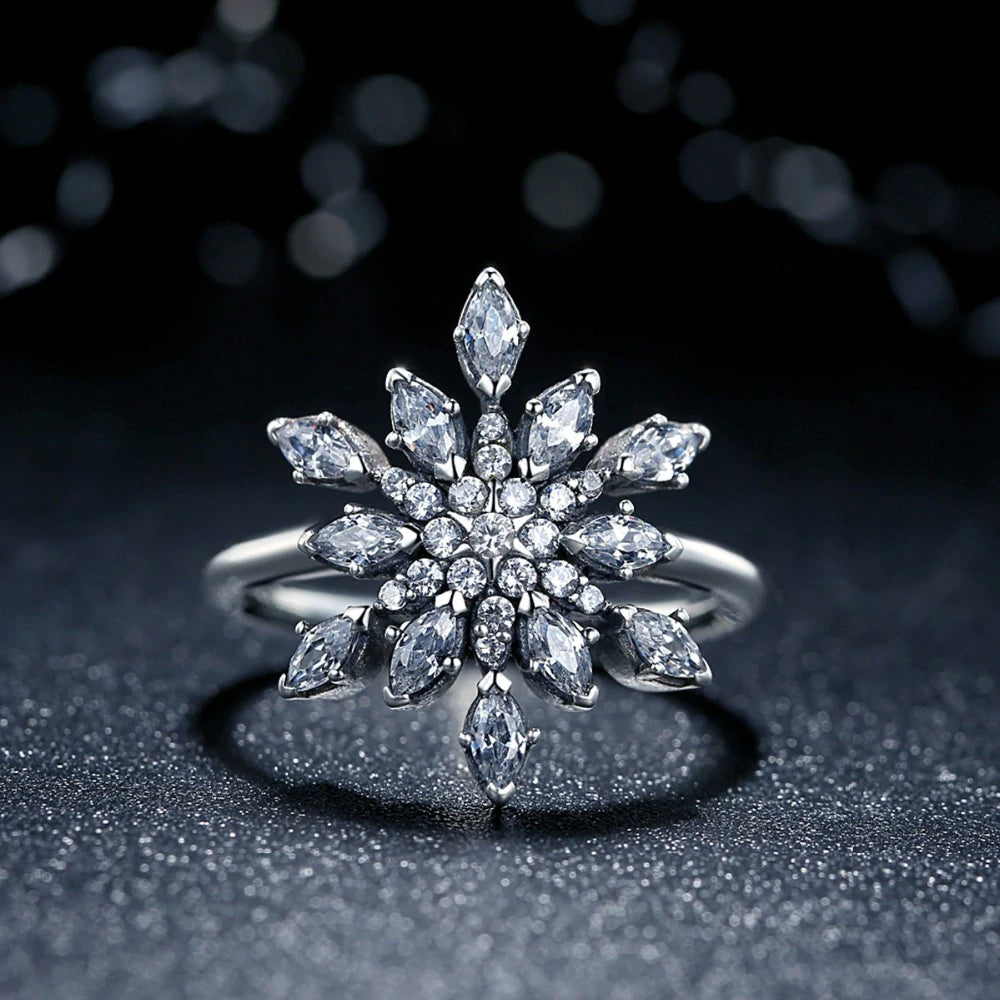 Crystal Snowflake Ring Made With Swarovski Elements Image 1