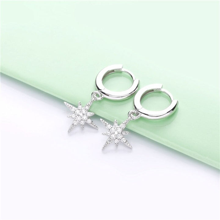 Crystal Starbust Huggie Hoop Earrings Made With Swarovski Elements Image 1