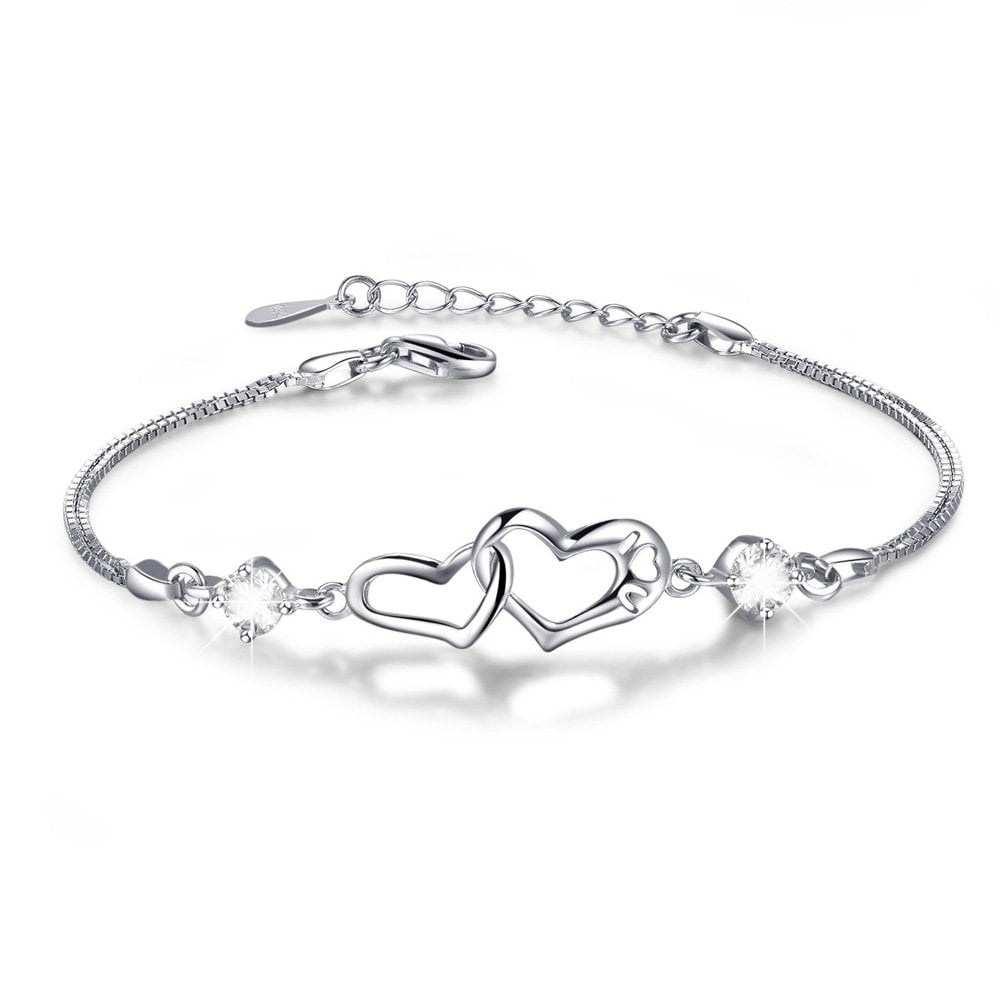 Interlock Crystal Heart Bracelet Made With Swarovski Elements Image 1