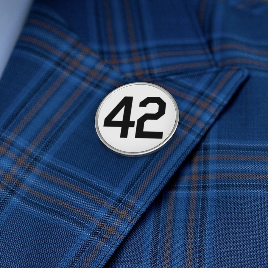 Fashion Pin Metal Pin 42 Lapel Pin Silver with Black Number Forty Two Honoring Baseball's Barrier Breaker Tie Tack Image 1