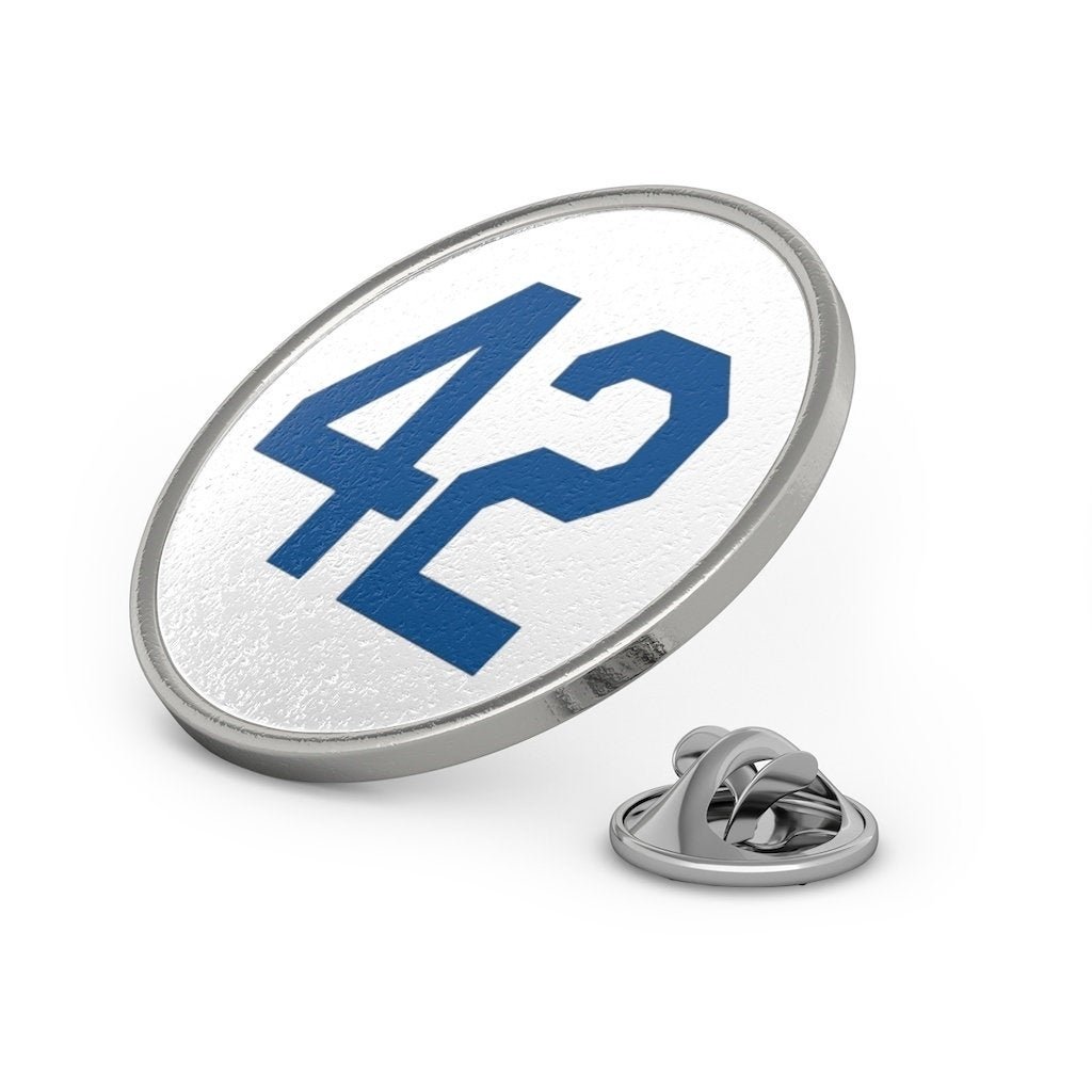 Fashion Pin Metal Pin 42 Lapel Pin Silver with Blue Number Forty Two Honoring Baseballs Barrier Breaker Tie Tack Image 3