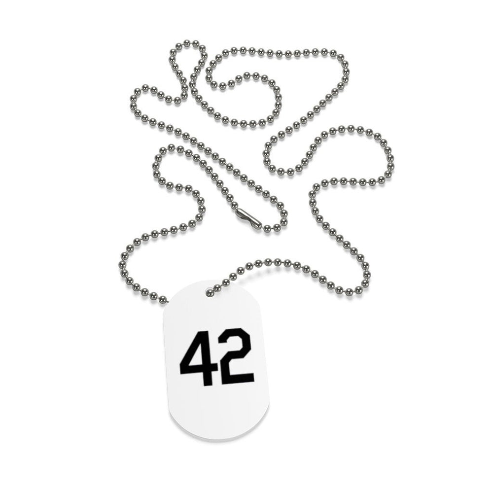 Dog Tag 42 Baseball Necklace Black Number Forty Two Honoring Baseballs Barrier Breaker Black Image 2
