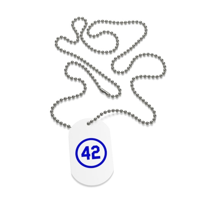 Jackie Robinson Dog Tag 42 Necklace Blue Number Forty Two Honoring Baseballs Barrier Breaker Blue  Boss Gift Image 2