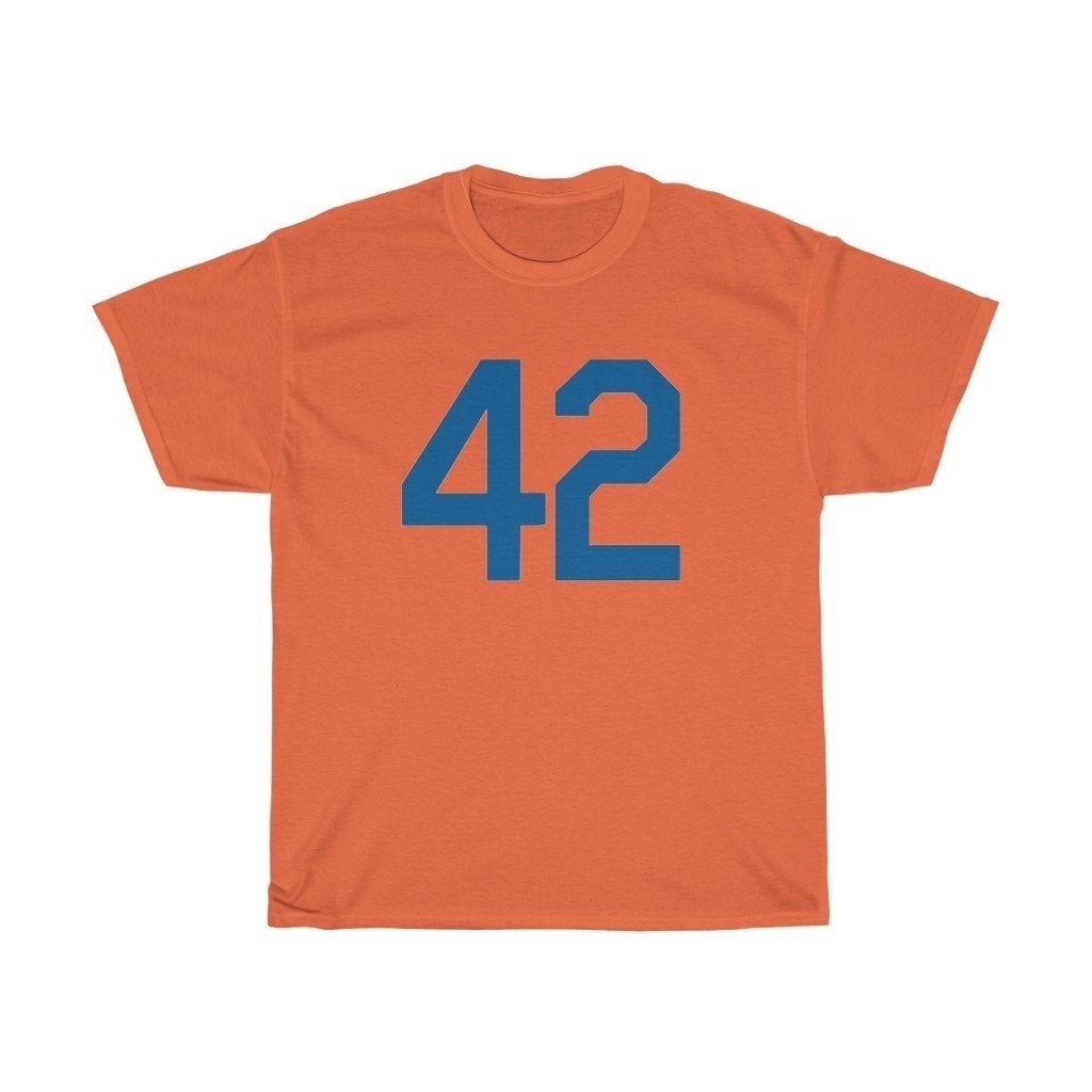 Baseball Tee Shirt Unisex Heavy Cotton T Shirt Blue Number Forty Two Honoring Baseballs Barrier Breaker Baseball T Shirt Image 3