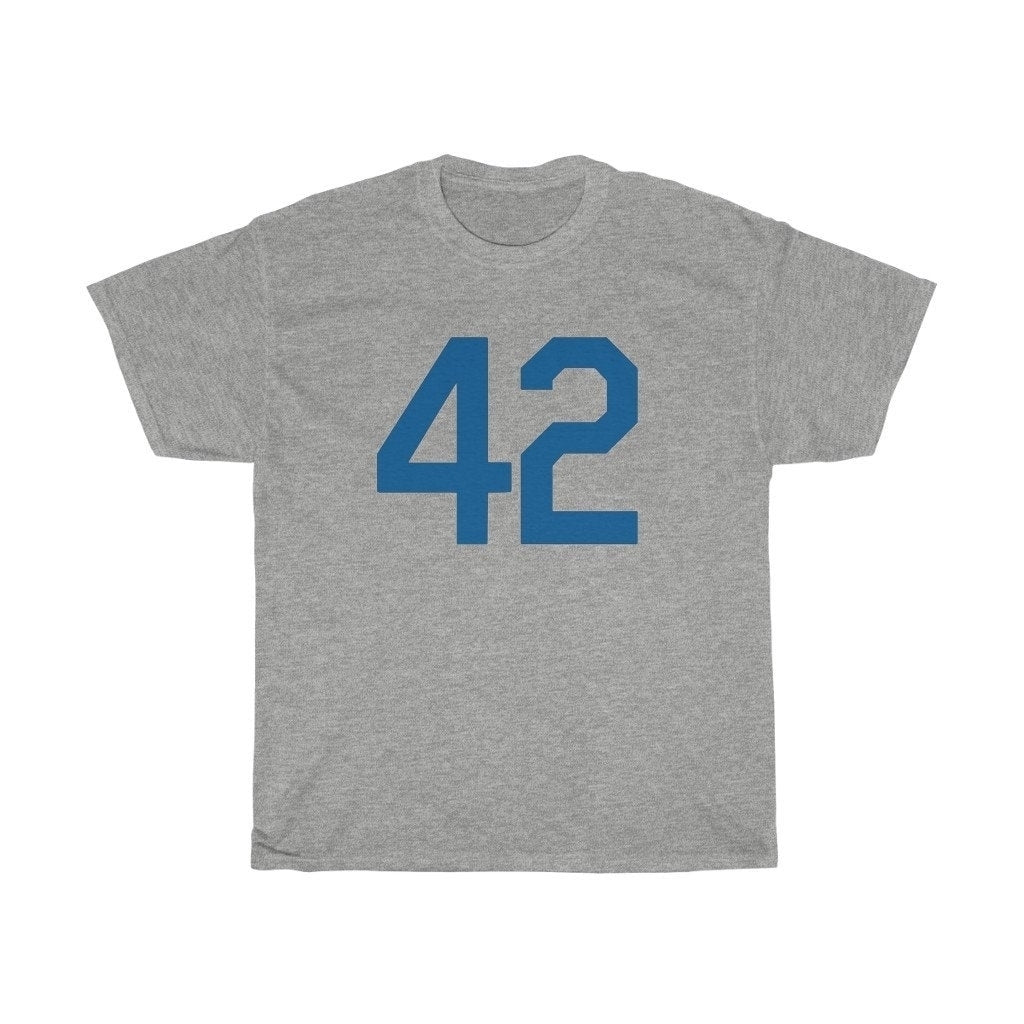 Baseball Tee Shirt Unisex Heavy Cotton T Shirt Blue Number Forty Two Honoring Baseballs Barrier Breaker Baseball T Shirt Image 4