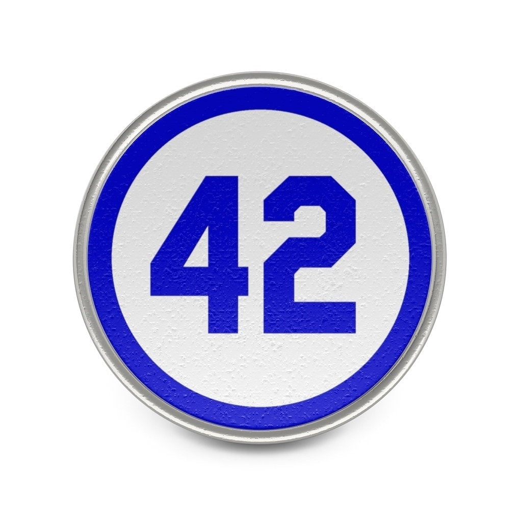 Baseball Pin Metal Pin 42 Lapel Pin Silver with Blue Number Forty Two Honoring Baseball's Barrier Breaker Tie Tack Image 2