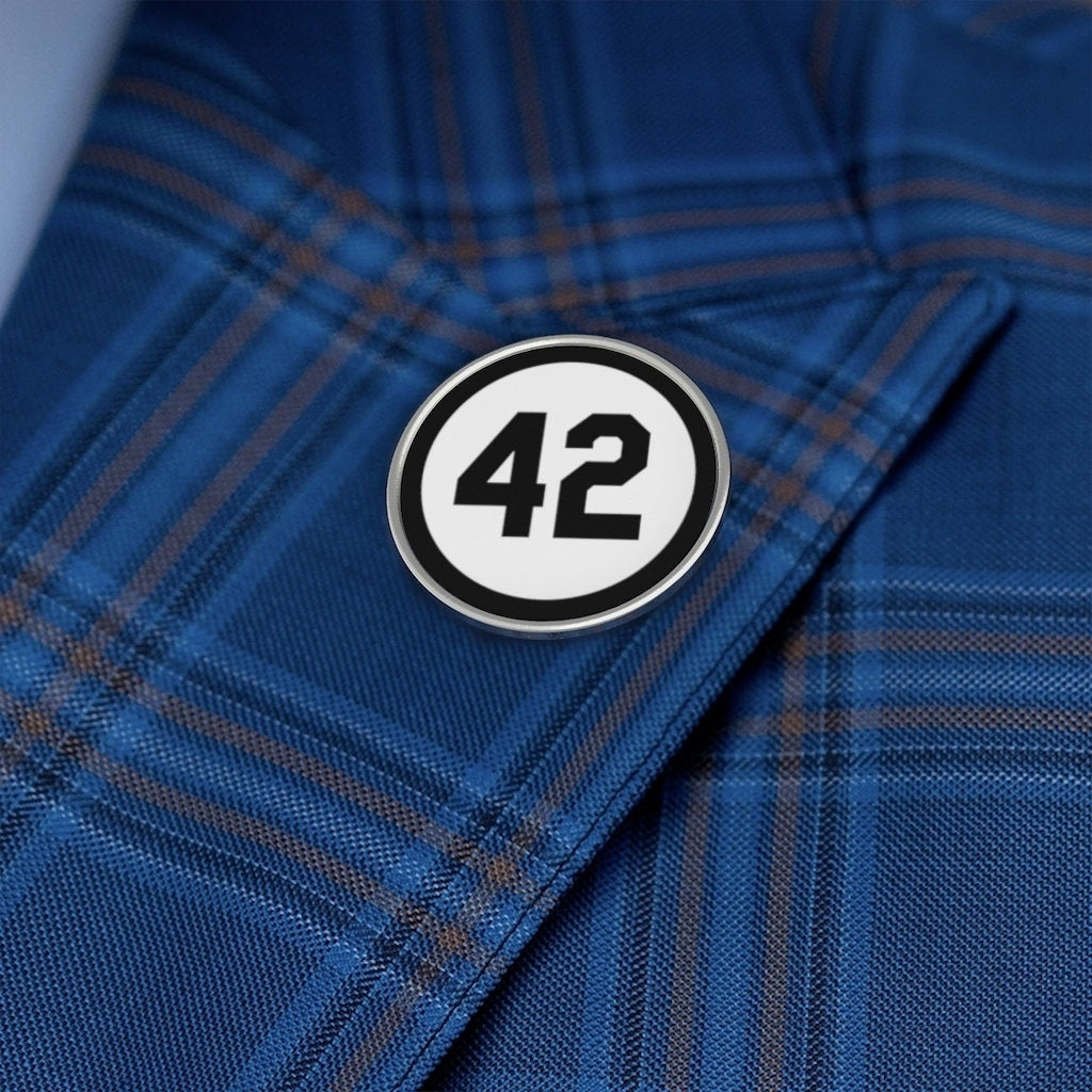 Metal Pin 42 Lapel Pin Silver with Black Number Forty Two Honoring Baseball's Barrier Breaker Tie Tack Collector Pins Image 1