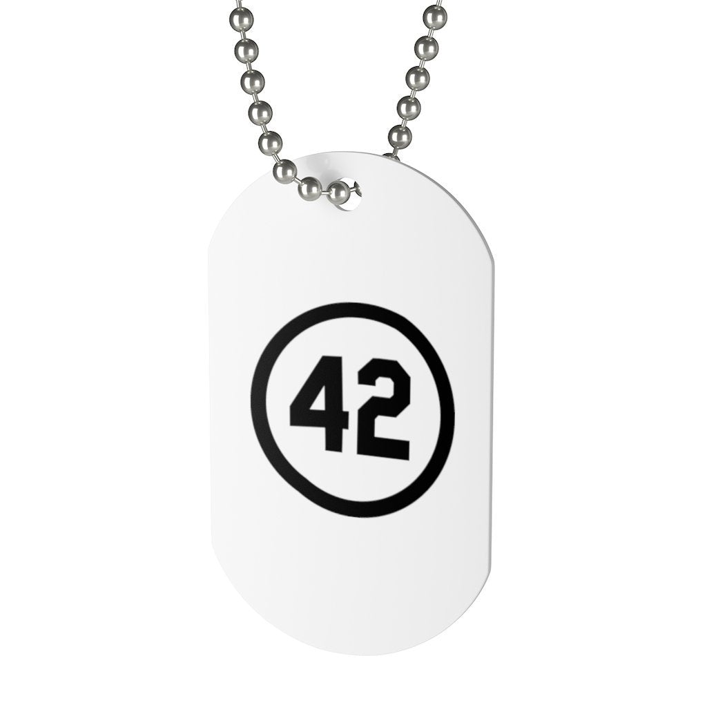 Dog Tag Necklace 42 Black Number Forty Two Honoring on White Dog Tag Baseballs Barrier Breaker Image 1