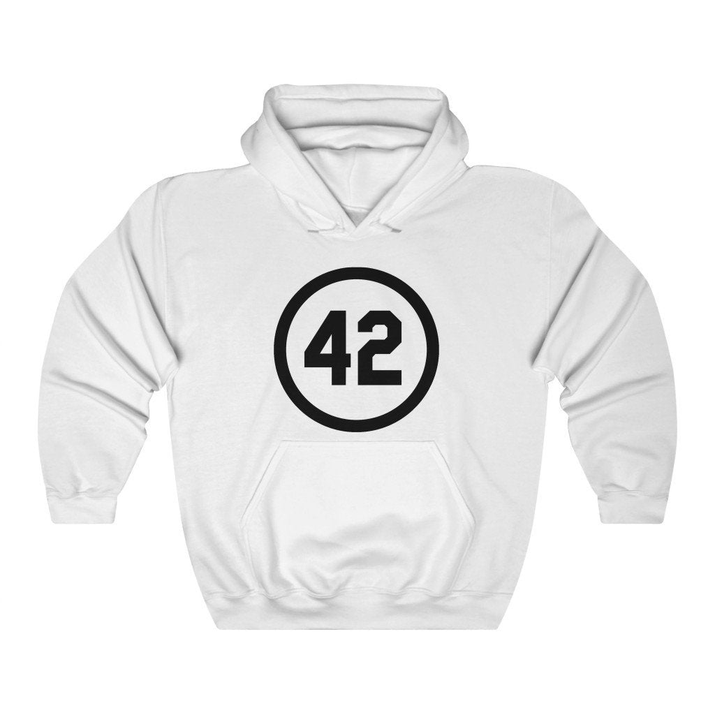 Honoring Baseball's Barrier Breaker Famous Number 42 Baseball Forty Two Unisex Heavy Blend Hooded Sweatshirt Image 3