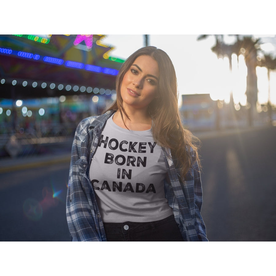 Hockey Born in Canada T Shirt Unisex Jersey Short Sleeve Tee Love of Hockey Canadian Pride Birthplace of Hockey Image 1