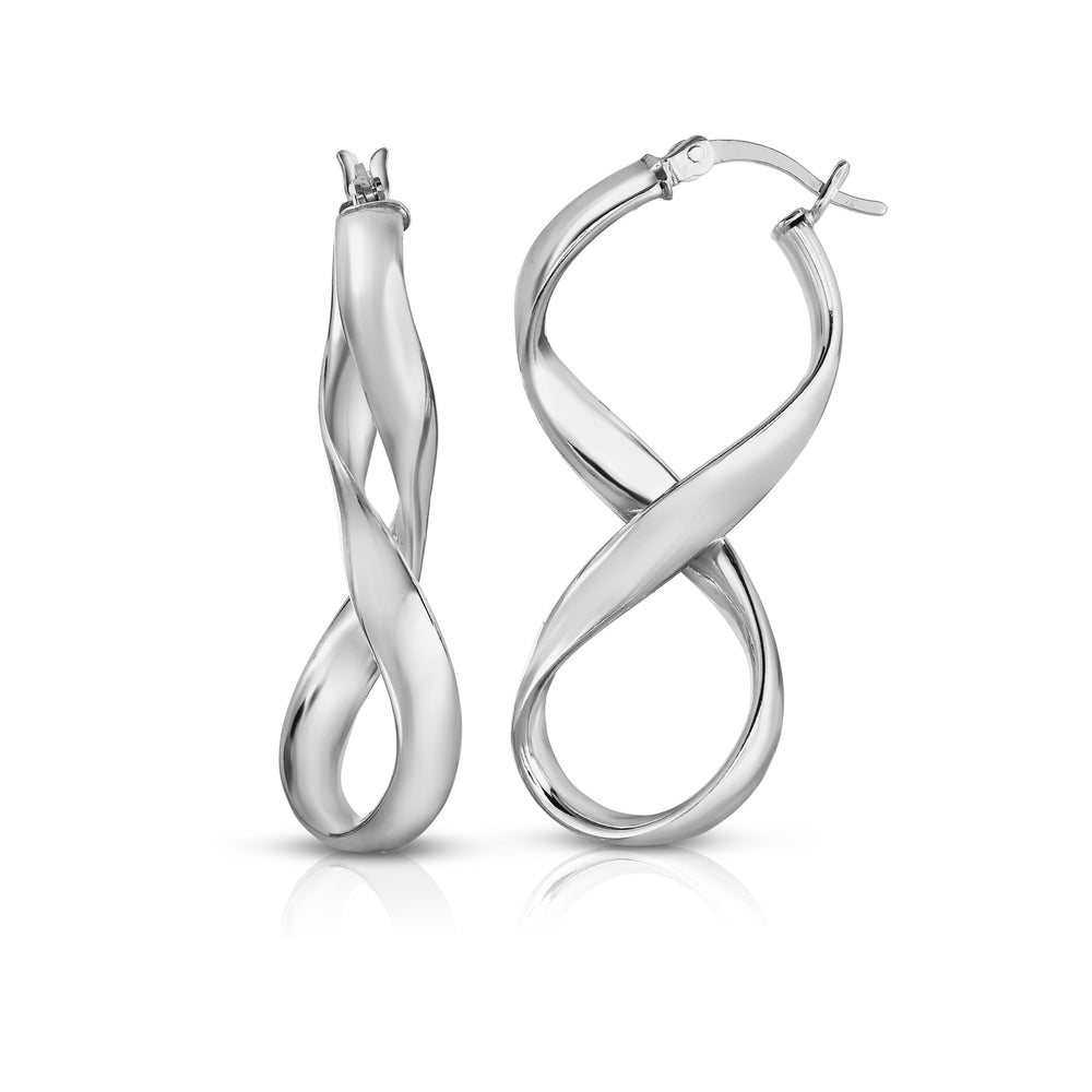 Italian Sterling Silver Infinity Hoop Earrings Image 2