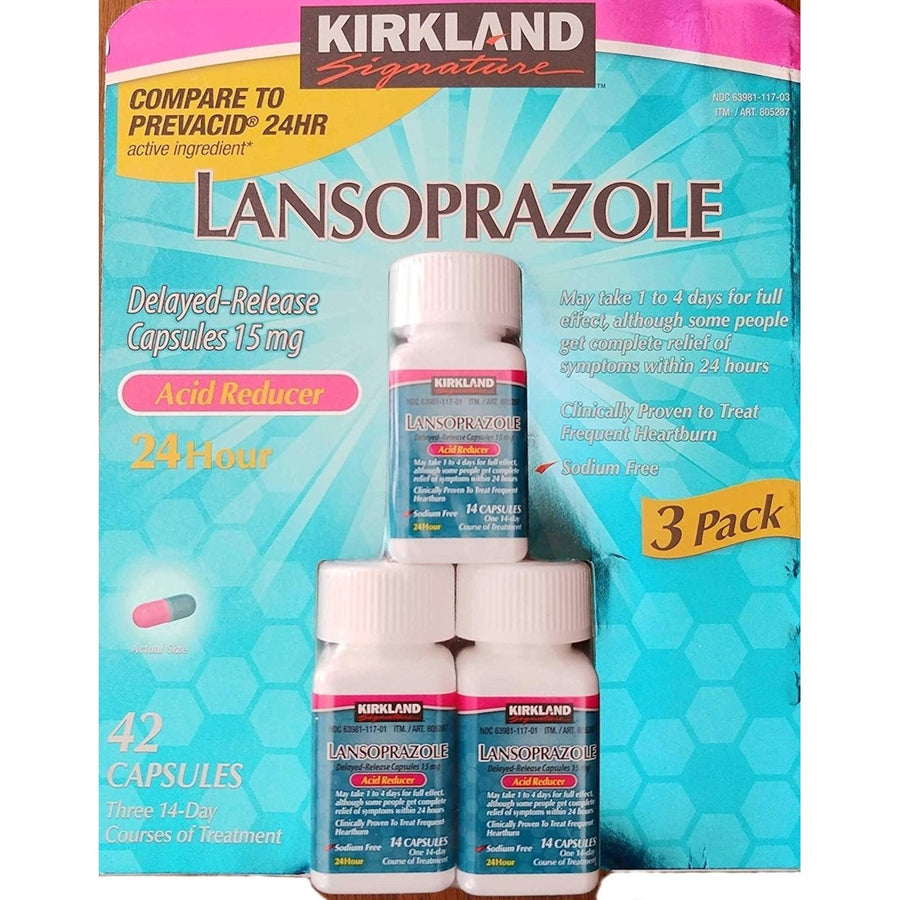 Kirkland Signature Lansoprazole 15 mg. Acid Reducer 42 Capsules Image 1