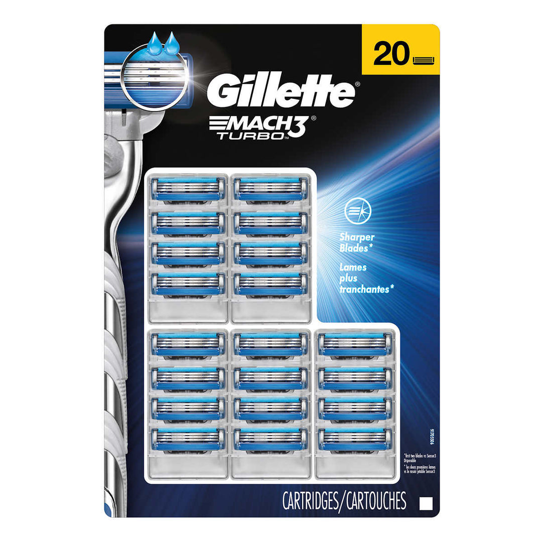 Gillette Mach3 Turbo Mens Razor Blade Refills 20 Count Mens Razors Blades Image 1