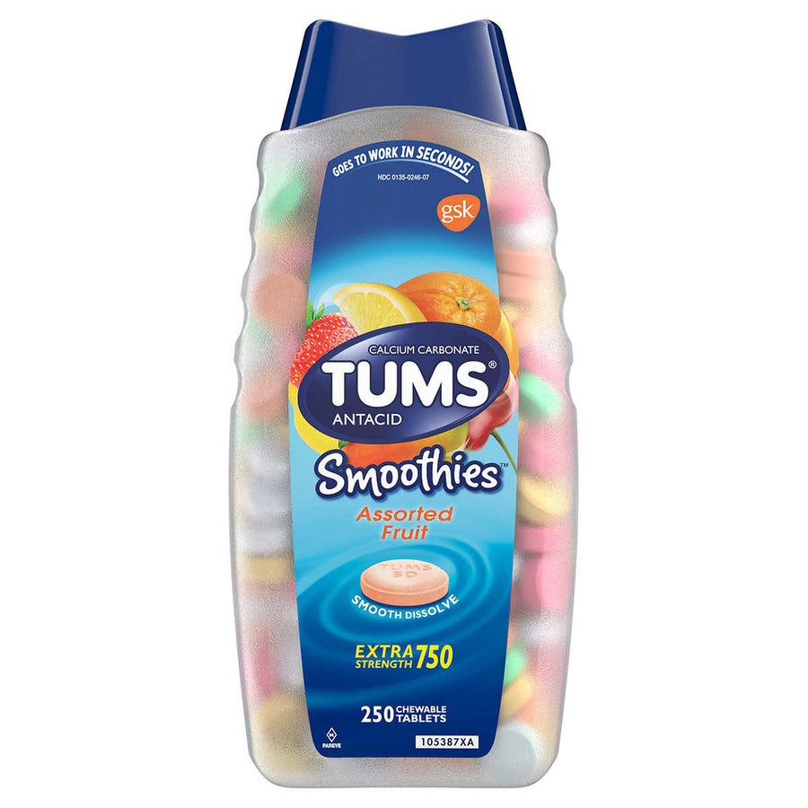 TUMS Antacid Extra Strength Smoothies 250 Chewable Tablets Image 1