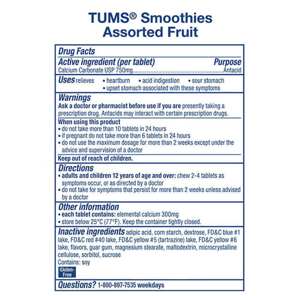 TUMS Antacid Extra Strength Smoothies 250 Chewable Tablets Image 2