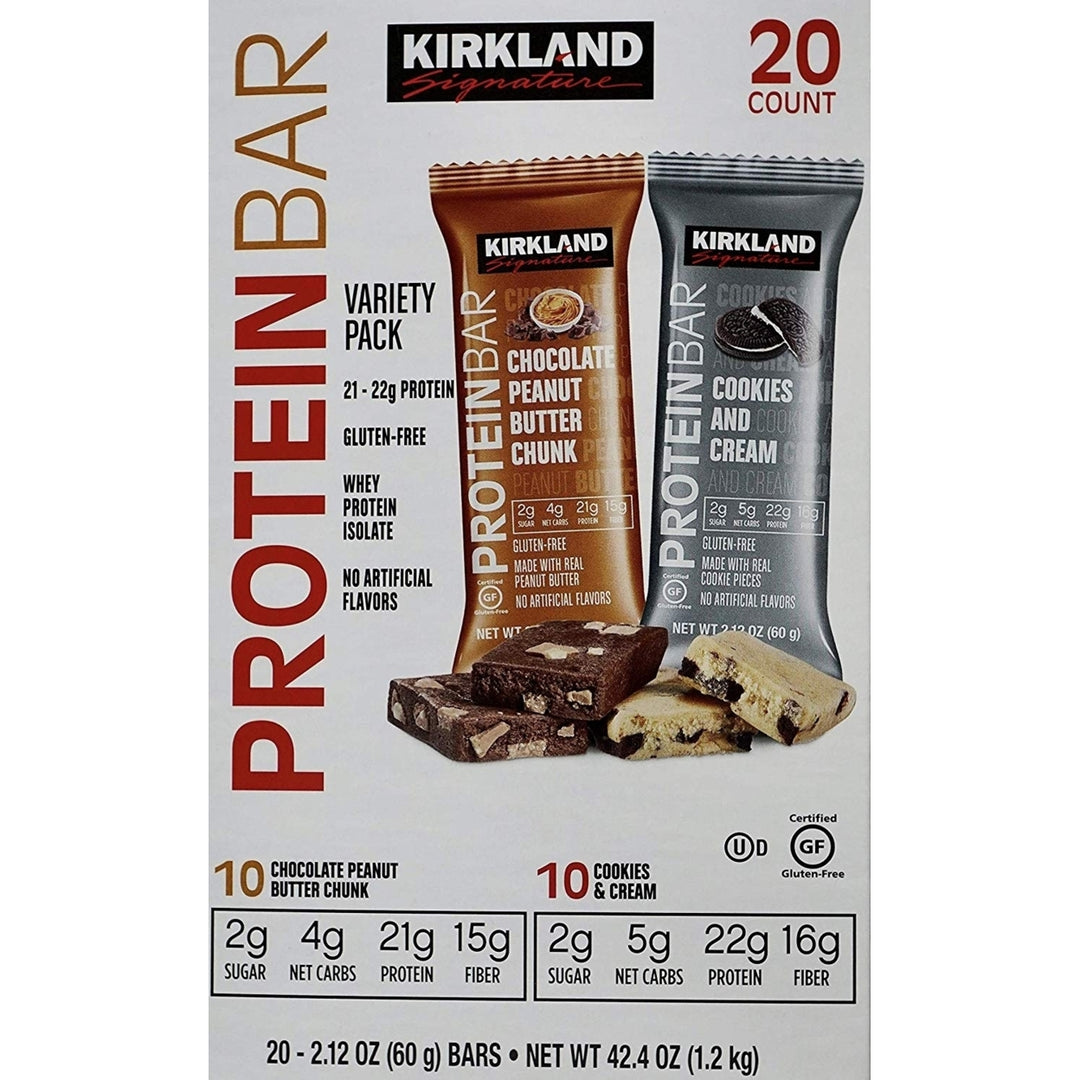 Kirkland Signature Protein Bars Chocolate P.B. Chunk/Cookies and Cream 20-2.12 Oz Image 1