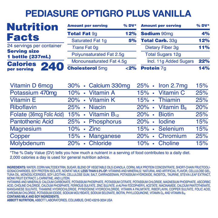 PediaSure Grow and Gain OptiGRO Shake Vanilla 8 Fluid Ounce (Pack of 24) Image 3