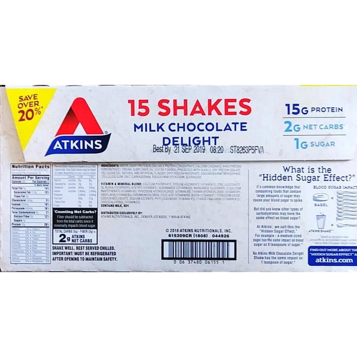 Atkins Milk Chocolate Ready to Drink Shake (15 Pack 11 Fluid Ounce) Image 2