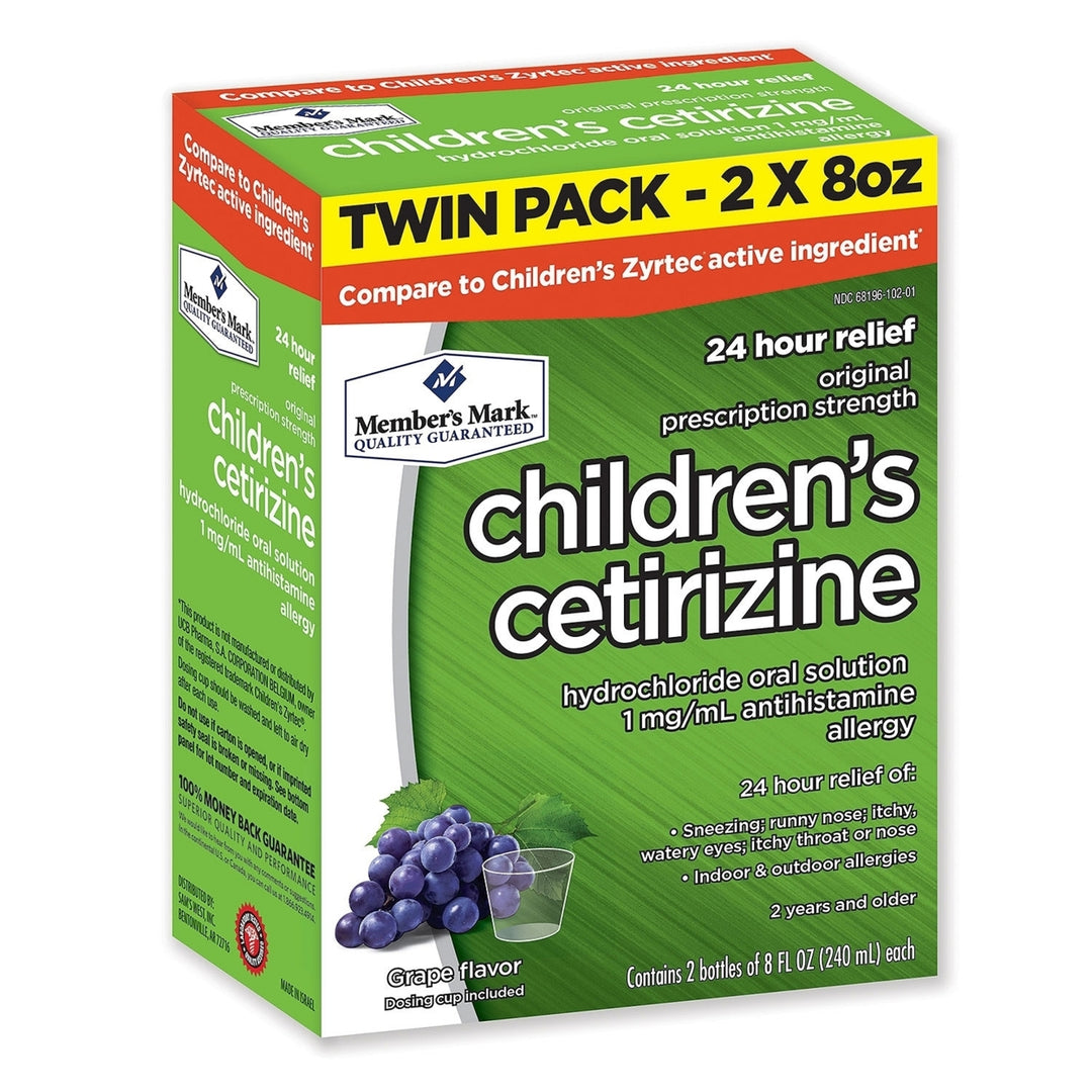 Members Mark Childrens Cetirizine Allergy Relief Grape (2 Count 8 Ounce ea.) Image 3