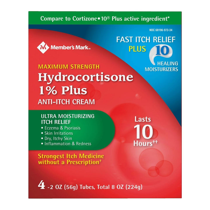 Members Mark Hydrocortisone 1% Cream Plus 10 Moisturizers (4 x 2 Ounce) Image 1