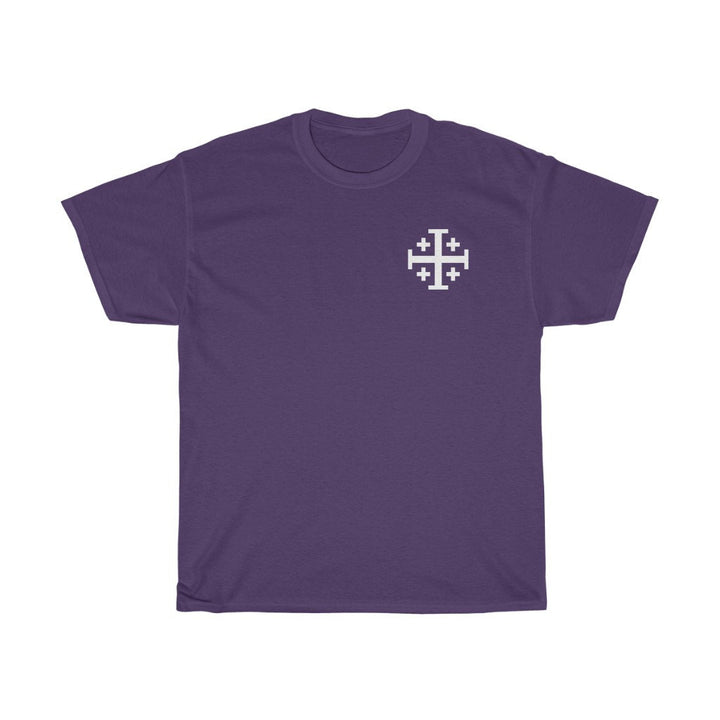 Jerusalem Cross T Shirt Crusaders Cross Tee Shirt Five Fold Cross T-Shirt Four Color Choices Unisex Heavy Cotton Tee Image 2