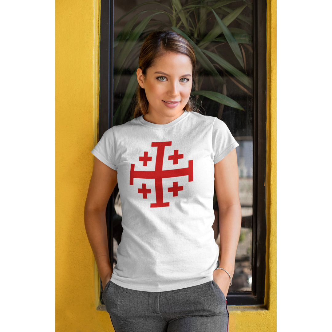 Knights Templar T-Shirt Jerusalem Cross T Shirt Crusaders Cross Tee Shirt Five Fold Cross T-Shirt Four Color Choices Image 1