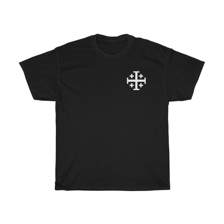 Jerusalem Cross T Shirt Crusaders Cross Tee Shirt Five Fold Cross T-Shirt Four Color Choices Unisex Heavy Cotton Tee Image 3