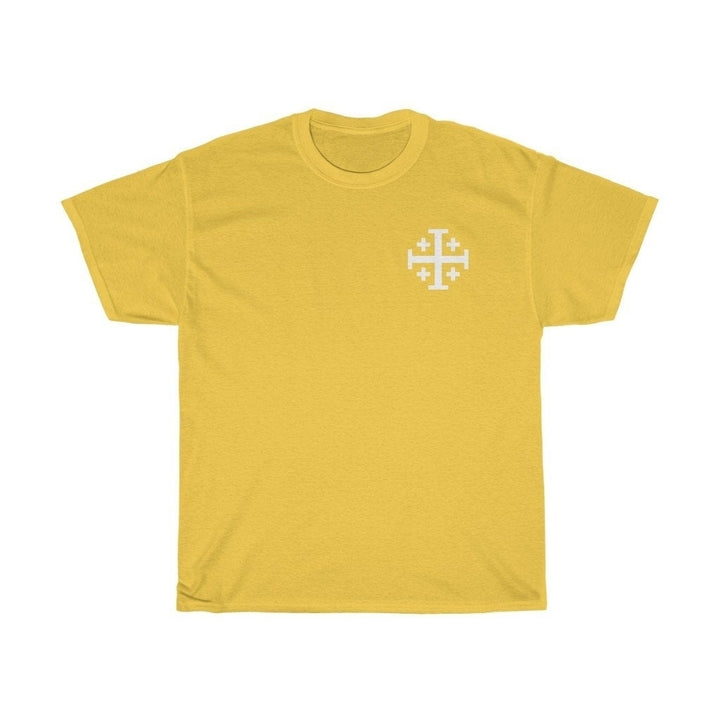Jerusalem Cross T Shirt Crusaders Cross Tee Shirt Five Fold Cross T-Shirt Four Color Choices Unisex Heavy Cotton Tee Image 4