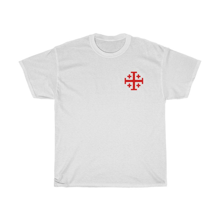 Knights Templar Tee Shirt Jerusalem Cross T Shirt Crusaders Cross Tee Shirt Five Fold Cross T-Shirt Unisex Heavy Cotton Image 3