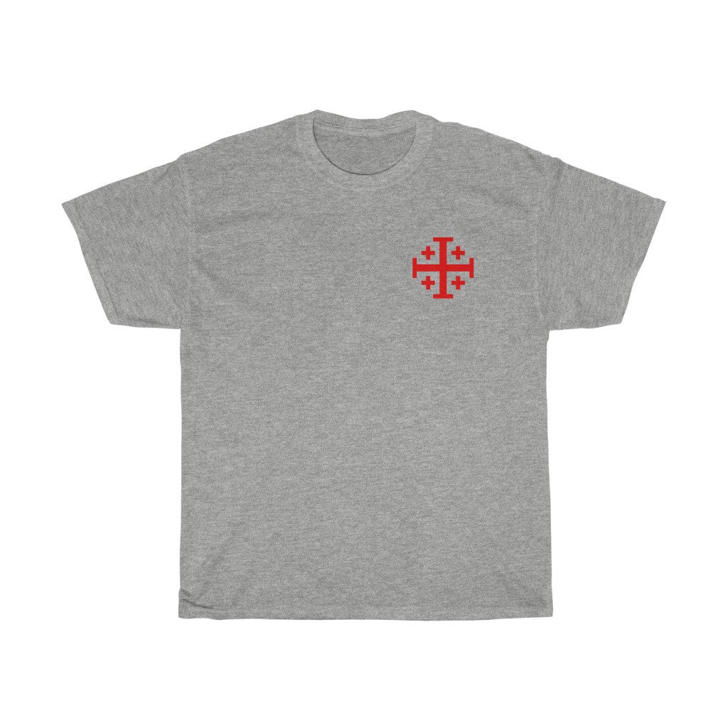 Knights Templar Tee Shirt Jerusalem Cross T Shirt Crusaders Cross Tee Shirt Five Fold Cross T-Shirt Unisex Heavy Cotton Image 4