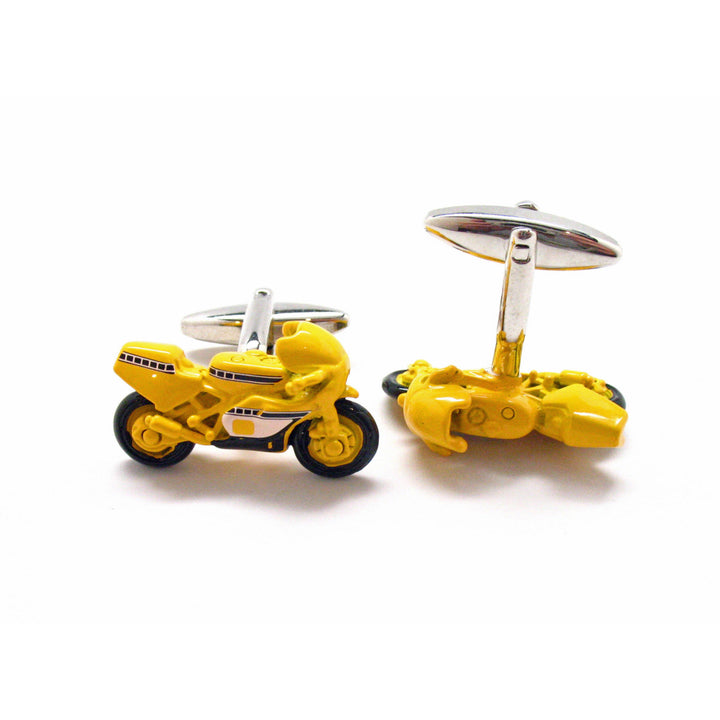 Road Motorcycle Cufflinks Yellow Bullet Bike Cycle Cuff Links 3D Very Detailed King of the Road Comes with Gift Box Image 4