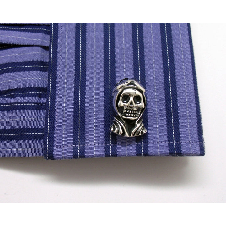 Japanese Kamikaze Cufflinks Ghost Pilot of WWII Airplane Silver Tone Unique Cuff Links Comes with Gift Box White Image 4