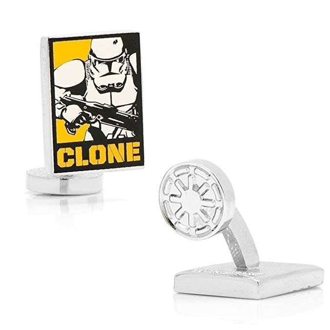 Clone Wars Poster Cufflinks Silver Star Wars Clone Trooper Custom Cuff Links Star Fun Unique SI FI Wear Cool Comes Box Image 1