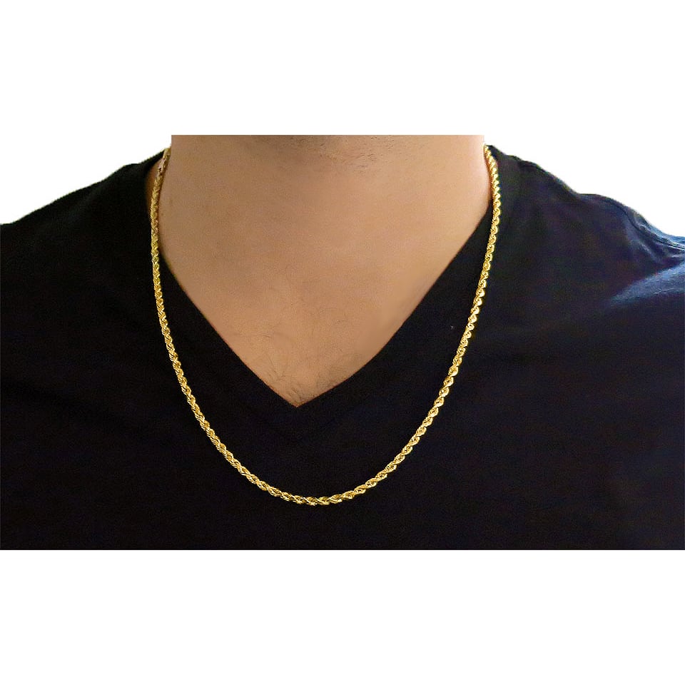 10k Yellow Gold 3mm Rope Chain Unisex with Secure Lobster Clasp Stamped 10k Image 2