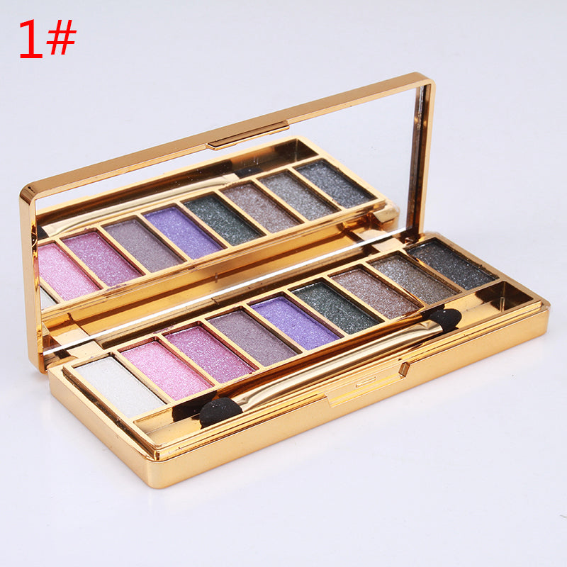 9 Colors Waterproof Makeup Eyeshadow Glitter Palette with Brush Image 2