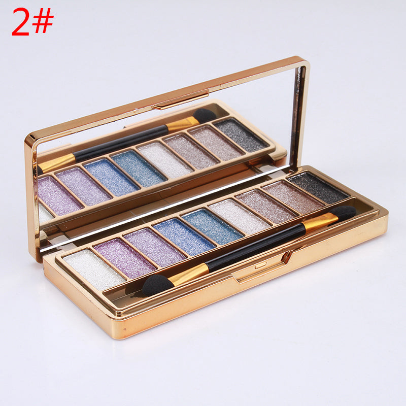 9 Colors Waterproof Makeup Eyeshadow Glitter Palette with Brush Image 3