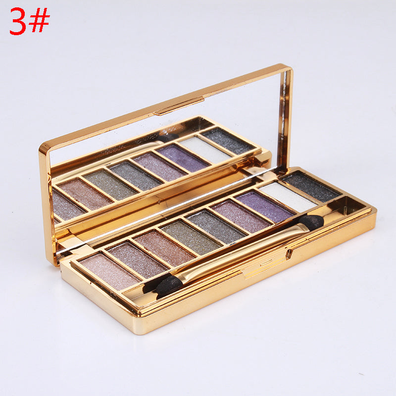 9 Colors Waterproof Makeup Eyeshadow Glitter Palette with Brush Image 4