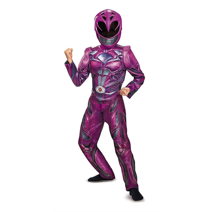 Disguise Pink Ranger Deluxe Costume Girls Size L 10-12 Jumpsuit Mask Image 1