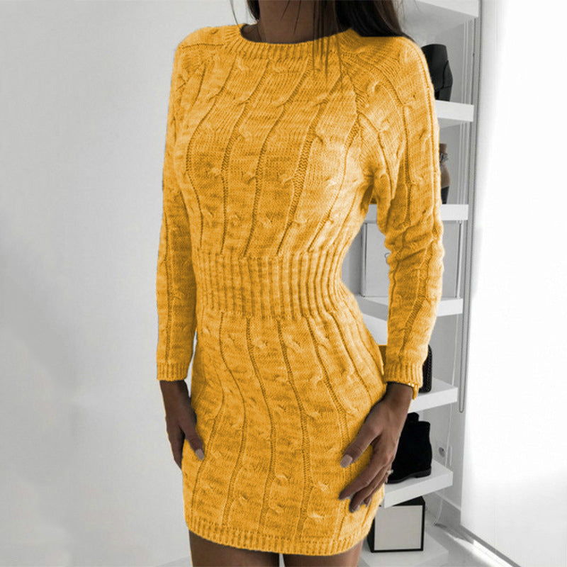 Womens Hip Twist Twist Sweater Dress Image 3