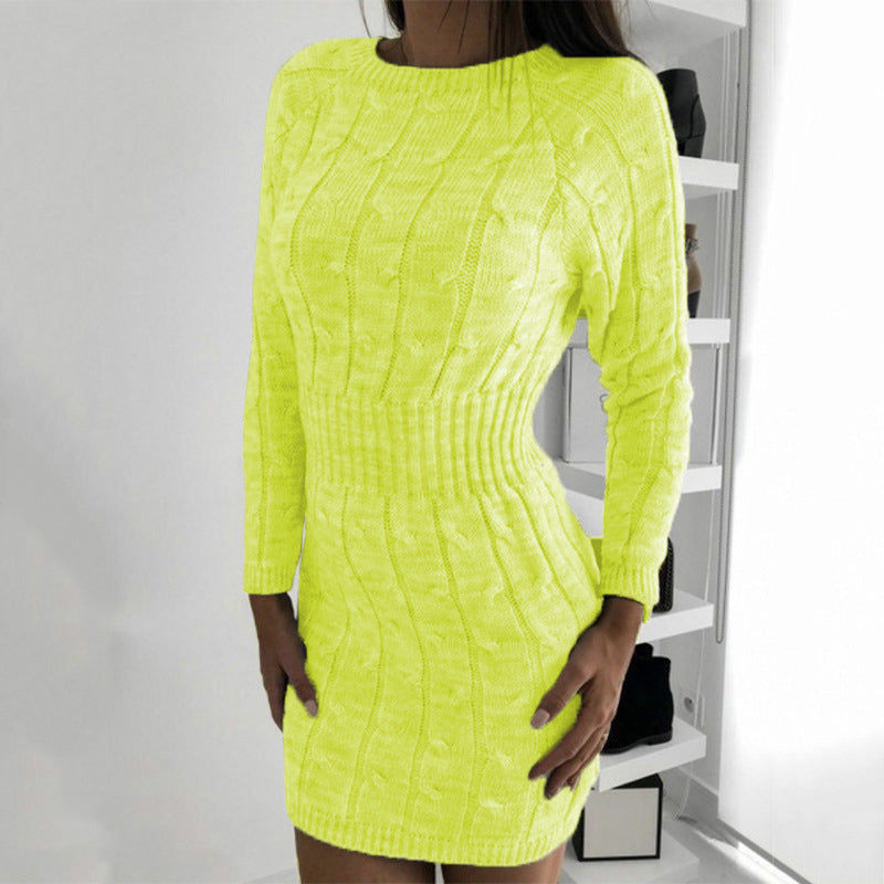 Womens Hip Twist Twist Sweater Dress Image 1