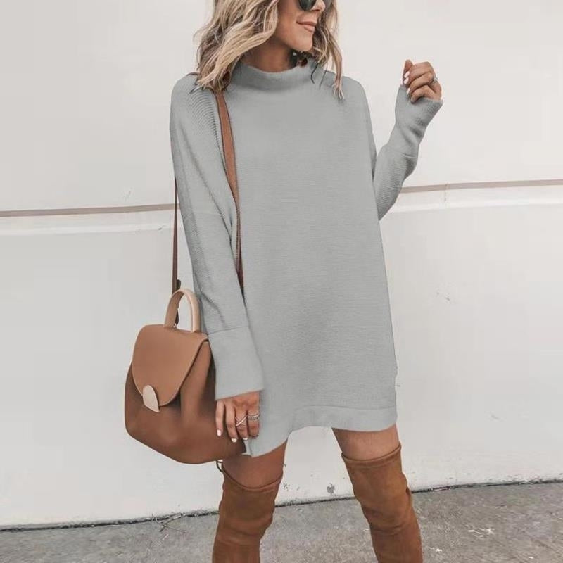 Womens Long Turtleneck Long Sweater Dress Image 3