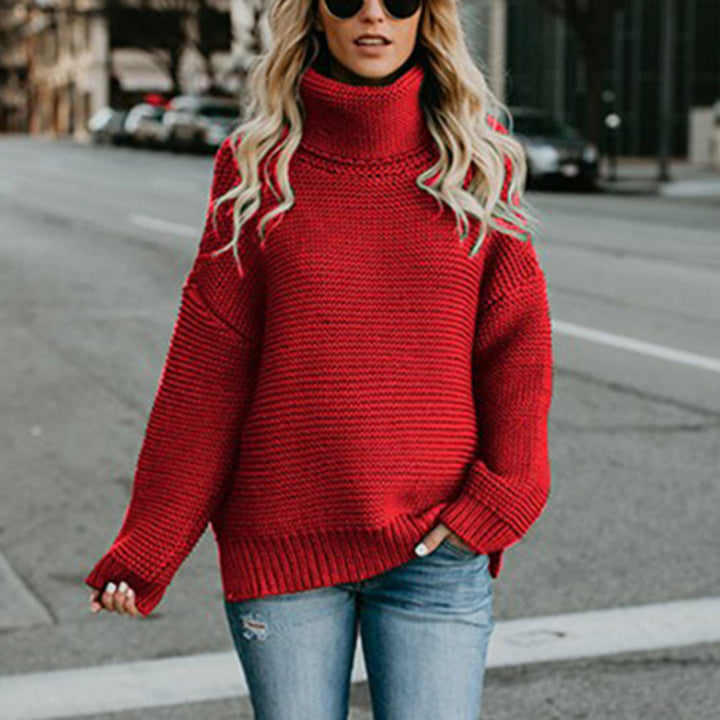 Womens Thick Line Long Sleeve Turtleneck Sweater Image 4