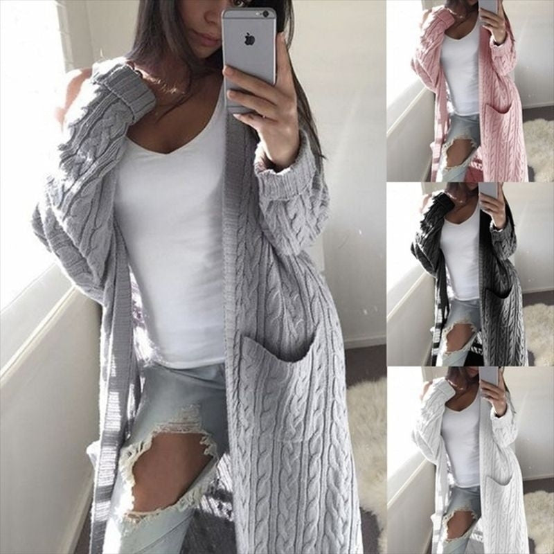 Womens Long Twist Sweater Cardigan Image 1